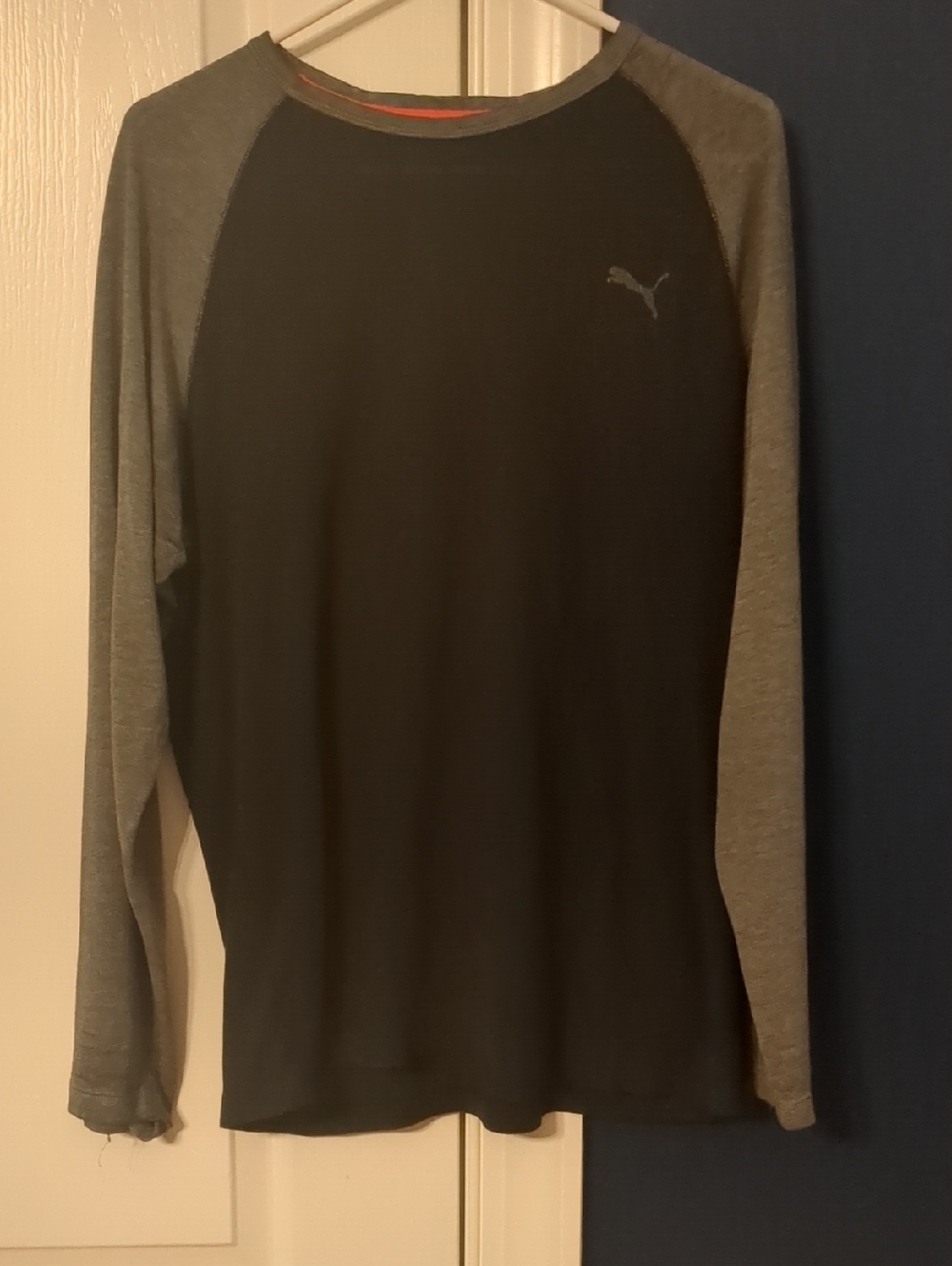 Puma Black Long Sleeve Raglan Tee with Gray Sleeves